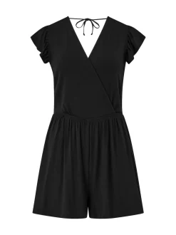 Noir - Combinaison de plage Pour Moi en jersey extensible à volants