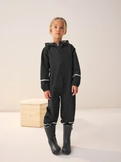 Noir - Combinaison imperméable zippée à capuche (12mois -10ans)