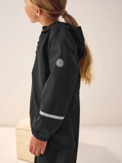 Noir - Combinaison imperméable zippée à capuche (12mois -10ans)