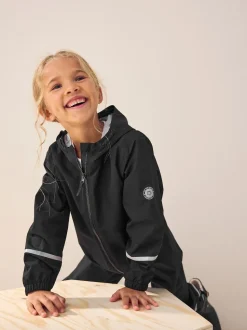 Noir - Combinaison imperméable zippée à capuche (12mois -10ans)