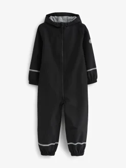 Noir - Combinaison imperméable zippée à capuche (12mois -10ans)