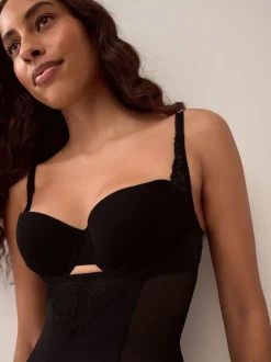 Noir - Contrôle ferme du ventre Portez votre propre soutien-gorge Façonner le corps