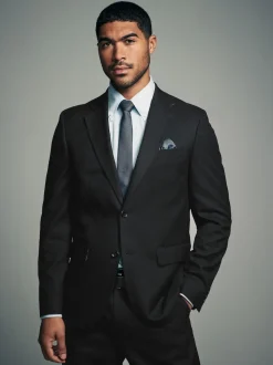 Noir - Coupe ajustée Flannel Costume Veste