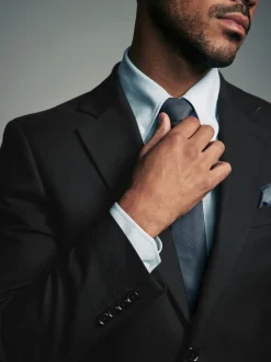 Noir - Coupe ajustée Flannel Costume Veste