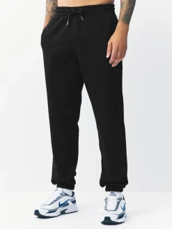 Noir - Coupe ample - Pantalon de Joggings en coupe ajustée à dos brosse