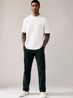 Noir - Coupe ample - Pantalon chino stretch