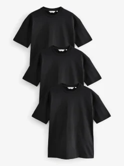 Noir - Coupe ample - T-shirt épais 3 Pack