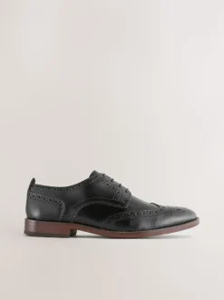 Noir - Coupe classique - Chaussures Brogue en cuir à semelle contrastante
