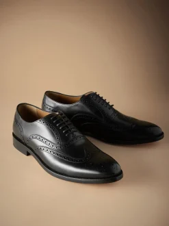 Noir - Coupe classique - Chaussures Signature Brogue Wingcap en cuir italien