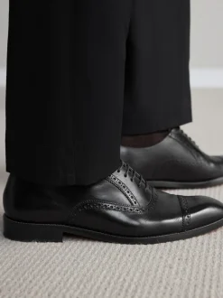 Noir - Coupe classique - Chaussures Signature Brogue Wingcap en cuir italien