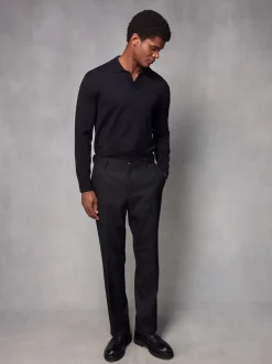 Noir - Coupe classique Pantalons élégants With Wool