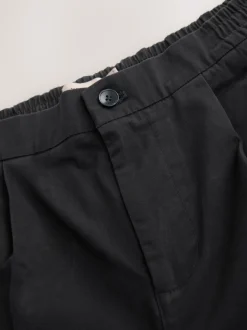 Noir - Coupe fuselée régulière - Pantalons Chinos extensibles plissés avec taille élastique
