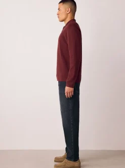 Noir - Coupe fuselée régulière - délavé vintage Denim Jeans