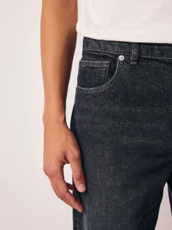 Noir - Coupe fuselée régulière - délavé vintage Denim Jeans