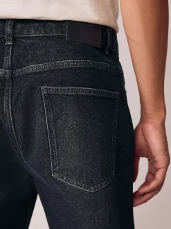 Noir - Coupe fuselée régulière - délavé vintage Denim Jeans