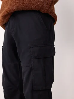 Noir - Coupe fuselée régulière - Pantalon cargo stretch en coton