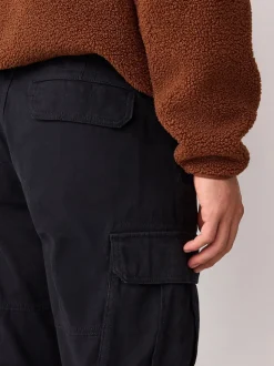 Noir - Coupe fuselée régulière - Pantalon cargo stretch en coton