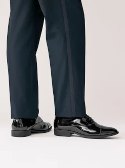 Noir - Coupe large - Brevet Oxford Chaussures Casquette à bouts ronds