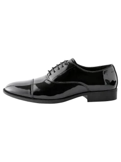 Noir - Coupe large - Brevet Oxford Chaussures Casquette à bouts ronds