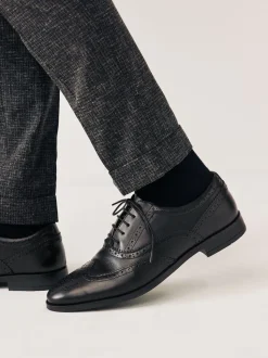 Noir - Coupe large - Chaussures Richelieu Oxford en cuir