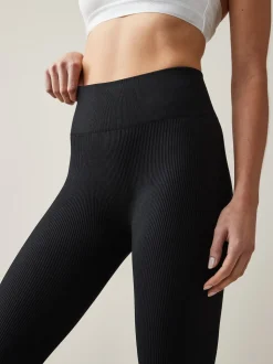 Noir - Côtelé sans couture Taille haute Leggings
