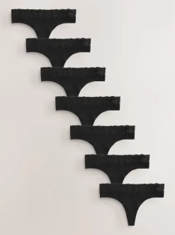 Noir - Culotte en coton et dentelle 7 Pack