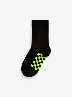 Noir à damier - Paquet de chaussettes en coton riche 7
