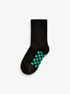 Noir à damier - Paquet de chaussettes en coton riche 7