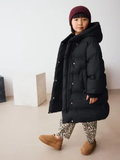 Noir - Doudoune imperméable doublée de fausse fourrure (3-16ans)