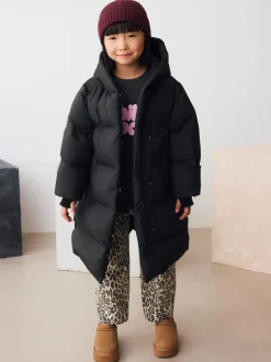 Noir - Doudoune imperméable doublée de fausse fourrure (3-16ans)