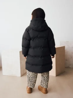 Noir - Doudoune imperméable doublée de fausse fourrure (3-16ans)