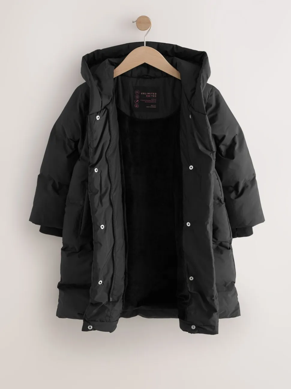 Noir - Doudoune imperméable doublée de fausse fourrure (3-16ans)