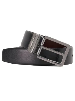 Noir - Dune London Opra Ceinture en cuir réversible