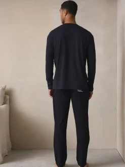 Noir - Ensemble pyjama graphique en jersey à manches longues