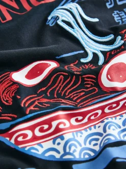 Noir - Ensemble pyjama graphique en jersey à manches longues