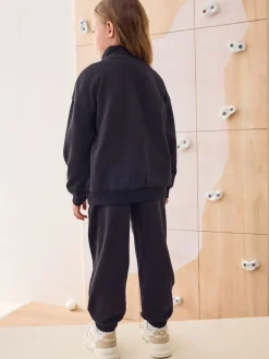 Noir - Ensemble sweat et jogging en coton riche à col cheminée (3-16ans)