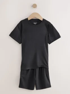 Noir - Ensemble t-shirt et short de sport (3-16 ans)