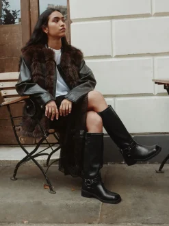 Noir - Forever Comfort® Bottes motardes à genoux