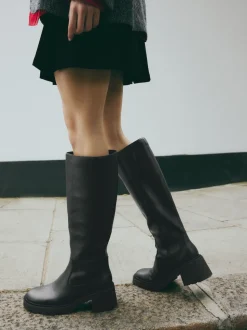 Noir - Forever Comfort® Chunky Heeled Round Toe Knee High Bottes