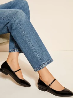 Noir - Friends Like These Ballerines Mary Jane en similicuir à bout rond