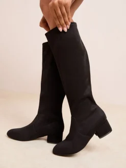 Noir - Friends Like These Bottes chaussettes hautes en faux suède à talons bloc