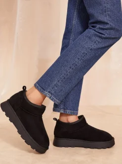 Noir - Friends Like These Bottes en daim douillette doublées de fausse fourrure