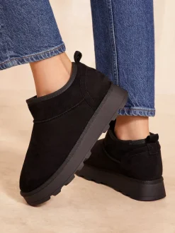 Noir - Friends Like These Bottes en daim douillette doublées de fausse fourrure