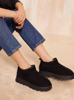 Noir - Friends Like These Bottes en daim douillette doublées de fausse fourrure