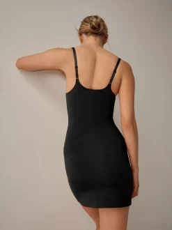 Noir - Gainant à contrôle moyen en coton haut de gamme Wear Your Own Bra Slip