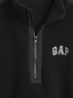 Noir - Gap Polaire raccourcie oversize en sherpa à demi-fermeture éclair