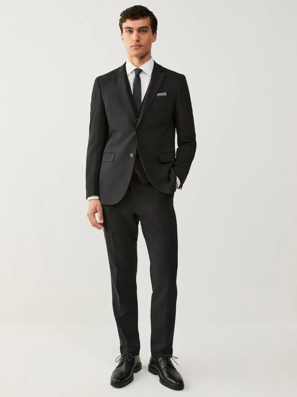 Noir - Gilet de costume essentiel à coupe régulière