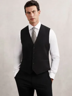 Noir - Gilet Reiss Promise habillé en laine Blend