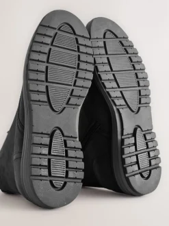 Noir - Grandes bottes en cuir à bout tablier