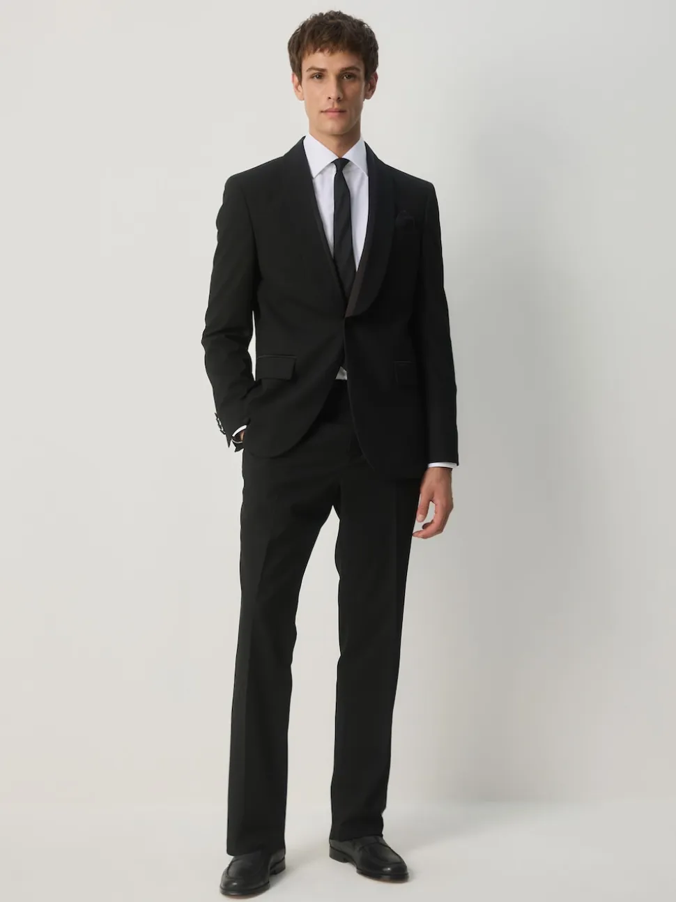 Noir - habillé Fit Tuxedo Pantalon de costume
